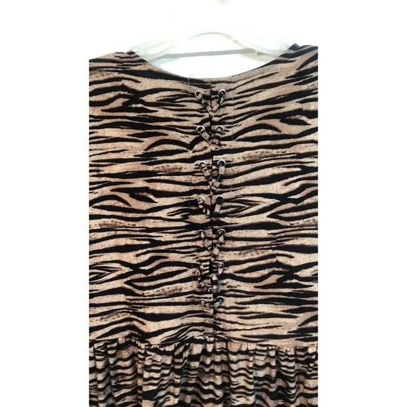 Animal Print Long Sleeve Peplum Top V Neck Blouse - Picture 6 of 15